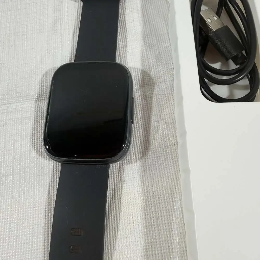 Smart Watch Fitness Tracker with Black Silicone Band